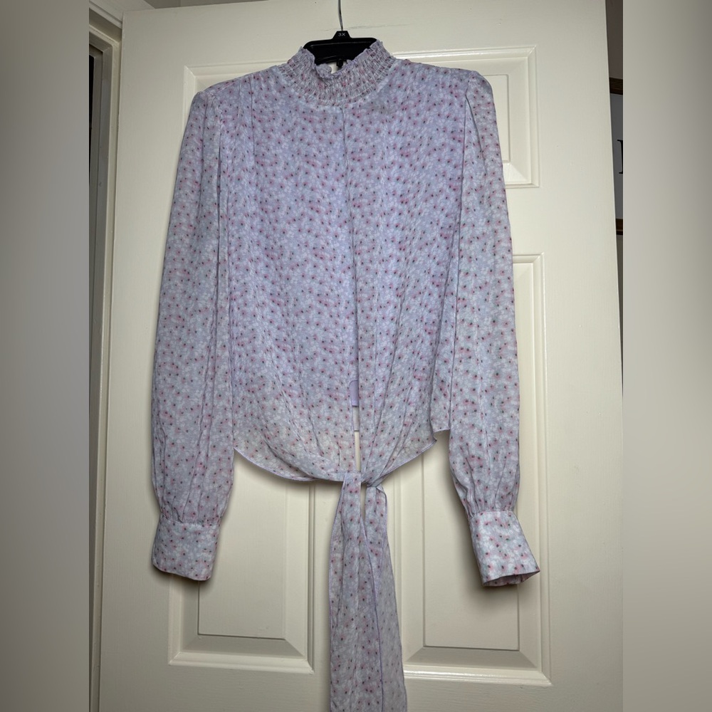 Lucy Paris Purple Tie Long‎ Sleeve Blouse